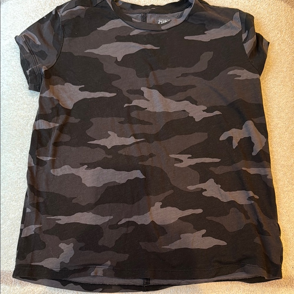 Athleta Black and Gray Camouflage Tee